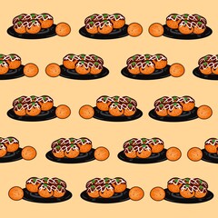 Takoyaki stuffed with large squid tentacles, topped with sauce and sliced ​​dried squid