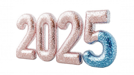 Countdown to 2025: Modern New Year's Design with Giant Number & Festive Text Elements