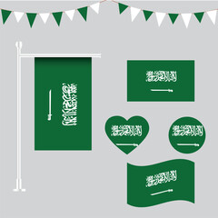 Vector collection of Saudi Arabia flag emblems and icons in different shapes