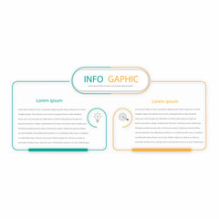 2 step line connected infographic template vector element with icons suitable for web presentation and