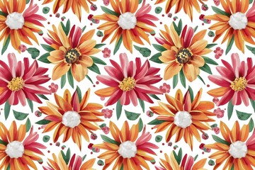 Watercolor leaves and flowers, botanical illustration. Floral seamless pattern.
