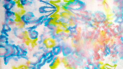 Colorful Mixed Patterns. Tie Dye Effect. White