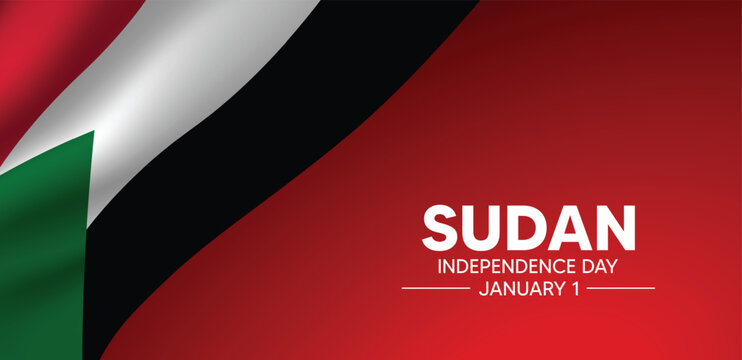 Sudan independence day 1 January waving flag vector poster