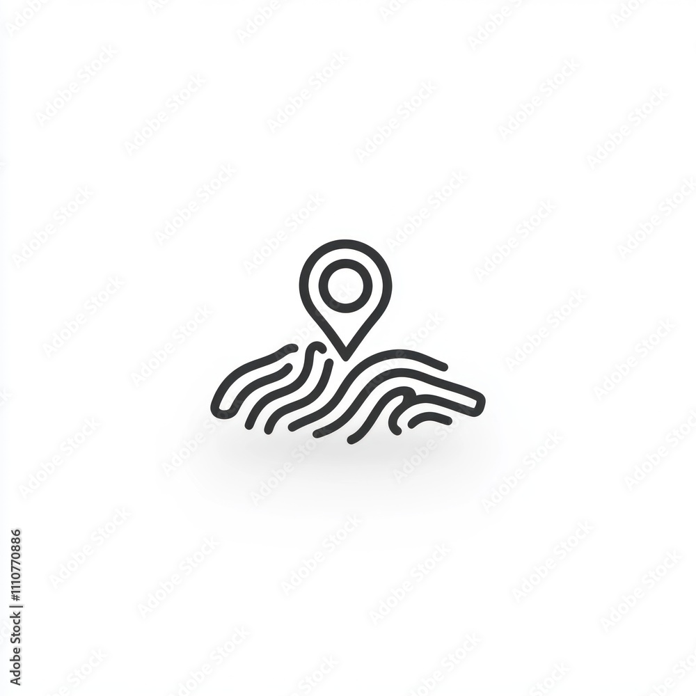 Poster here's a and keyword list suitable for stock photo submission.. simple line art location icon on wav