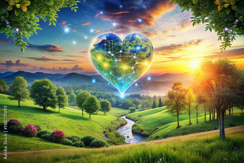 Poster serene landscape emphasizing world kindness day with a digital twist for ethical hackers promoting p