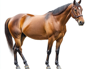 Obraz premium A majestic horse with a shiny coat isolated on white background