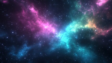 Obraz premium A vibrant cosmic scene showcasing a colorful nebula in deep space.