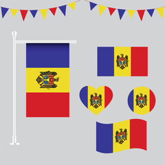 Collection of Moldova emblems and icons in different shapes