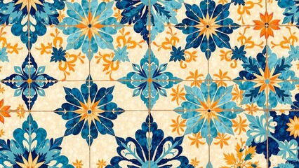 Portuguese azuleju tiles mosaica art floor and wall texture