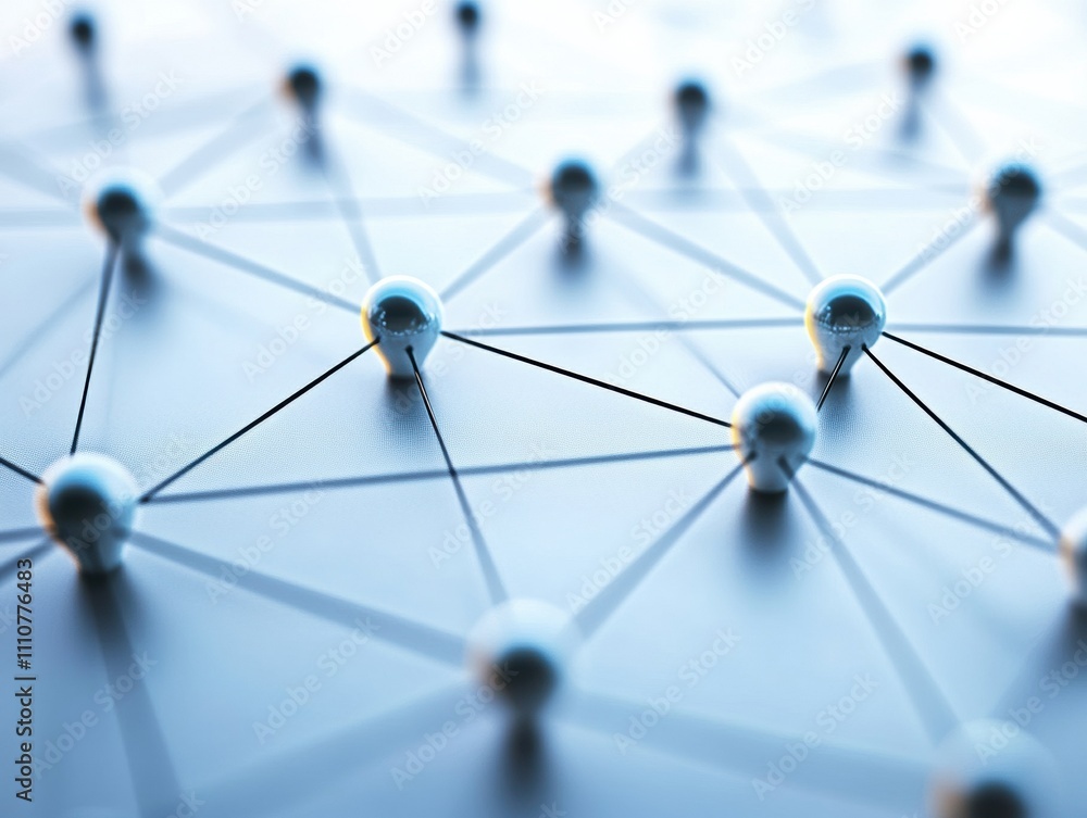 Poster abstract network connection with spheres and lines representing communication.