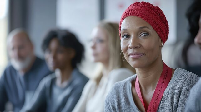 A support group meeting for blood cancer survivors, promoting shared experiences and emotional support