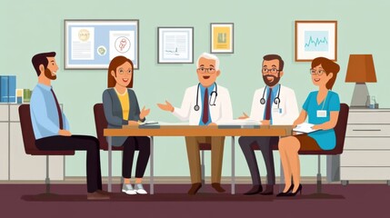 Healthcare Team Discussing Patient Care in Modern Office Setting