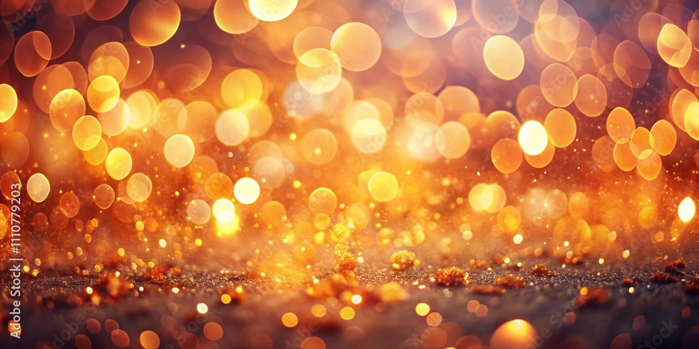 Poster soft blur hosts glowing orange specks in a dreamy bokeh background for captivating and enchanting vi