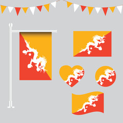 vector collection of Bhutan emblems and icons in different shapes