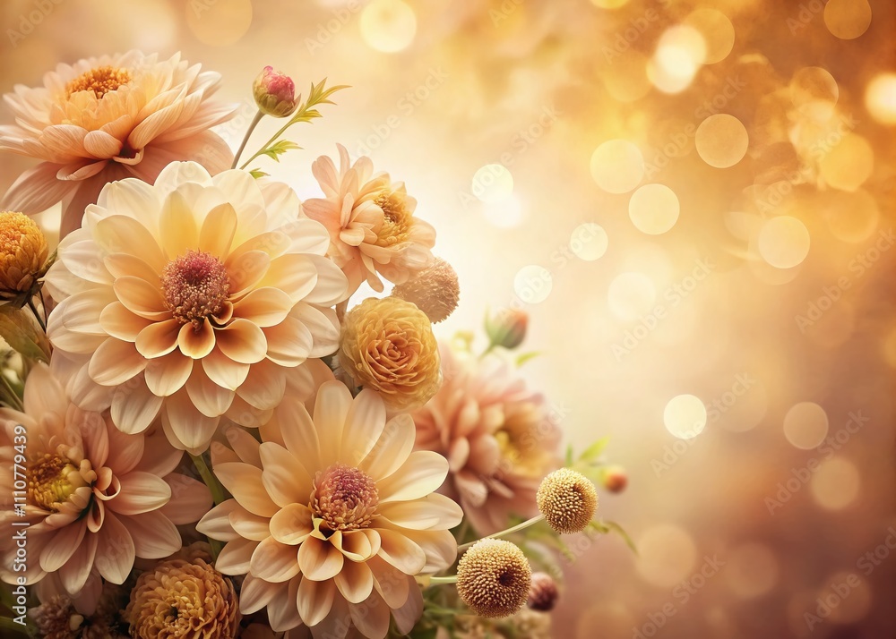 Poster soft focus sepia toned floral background with copy space for elegant design projects and decorative 