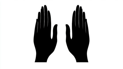 Obraz premium An Artistic Representation of Two Raised Hands Symbolizing Communication, Help, or Request in a Minimalistic Style on a White Background