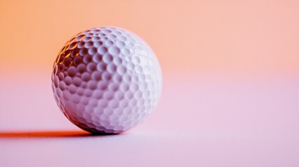 Close-Up of a Single Golf Ball on a Soft Gradient Background Highlighting Its Textured Surface and Unique Design Features Ideal for Sports and Recreation Themes