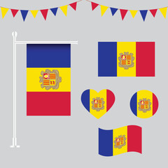 vector collection of Andorra emblems and icons in different shapes