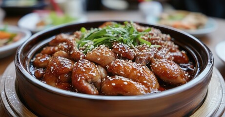 Sesame Oil Chicken - A Popular Taiwan Food in Winter. AI generated illustration.