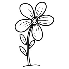 Hand drawn doodle cute flower on white background.