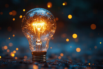 Light bulb. Business innovative idea and digital solution technology concept. Creative Idea, inspiration. Brainstorming. Creativity. Creative Thinking illustration. Copy space	