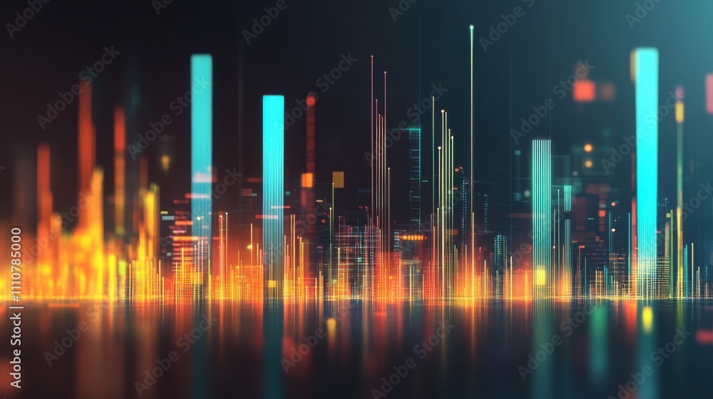Aufkleber vibrant abstract visualization of data points and digital waves