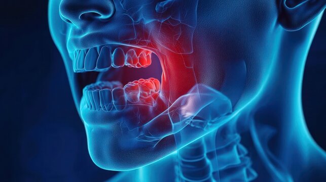 An infographic illustrating the risk factors and symptoms of oral cancer for educational purposes