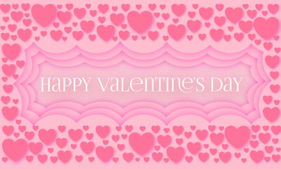 3d Happy Valentine's day banner background paper cut