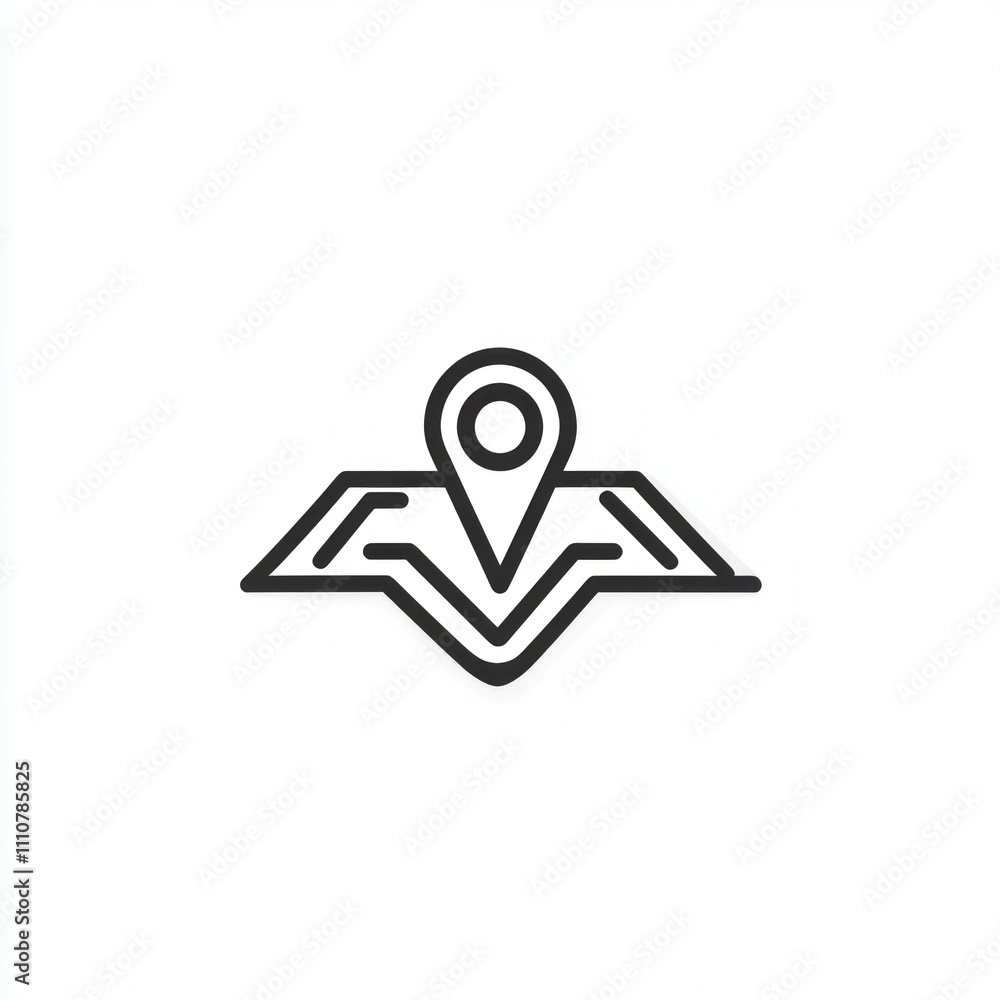 Poster here's a possible and keyword list for your image.. simple line art illustration of a map with a loc