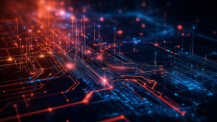 futuristic vortex and stained neon blue color cube technology background, Futuristic abstract technology, Modern tech background featuring digital circuits and modern glowing neon light effect.