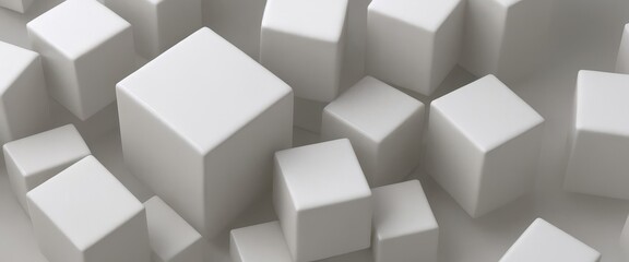 Geometric 3D cube pattern with square tiles, perfect for modern design backgrounds,Dynamic Abstract 3D White Geometric Cubes Popping Out from White Wall &ndash; Minimalist Modern Digital Art for Architectur