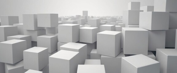 Geometric 3D cube pattern with square tiles, perfect for modern design backgrounds,Dynamic Abstract 3D White Geometric Cubes Popping Out from White Wall – Minimalist Modern Digital Art for Architectur