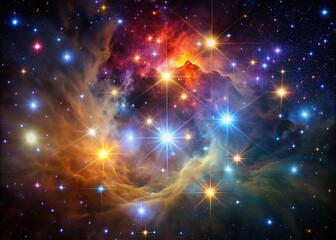 Stunning Conceptual Photography of an Open Stars Cluster Illuminating the Night Sky with Colorful Nebulae and Celestial Wonders, Perfect for Astronomy Enthusiasts and Art Lovers