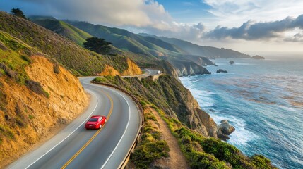 Scenic Coastal Drive Along the Cliffs and Winding Roadway