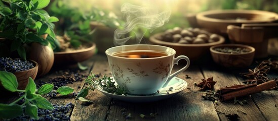 Herbal Tea Still Life: Aromatic Herbs and Spices