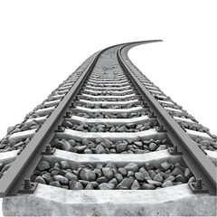 New Curving Railway Tracks with Concrete Sleepers and Gravel Base - Transparent PNG