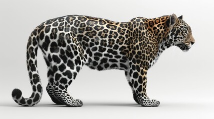 Fototapeta premium A realistic depiction of a leopard showcasing its distinctive coat and physical features.