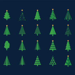 Illustrations Of Christmas Trees Set Collections