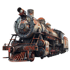 Old Rusty Vintage Steam Locomotive - Transparent PNG
