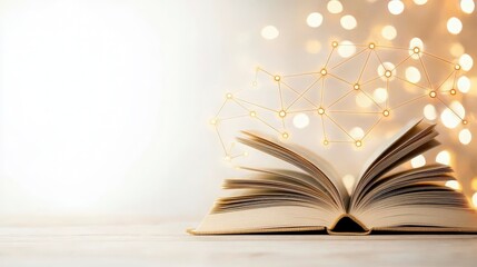 Open Book with Glowing Network Connection.