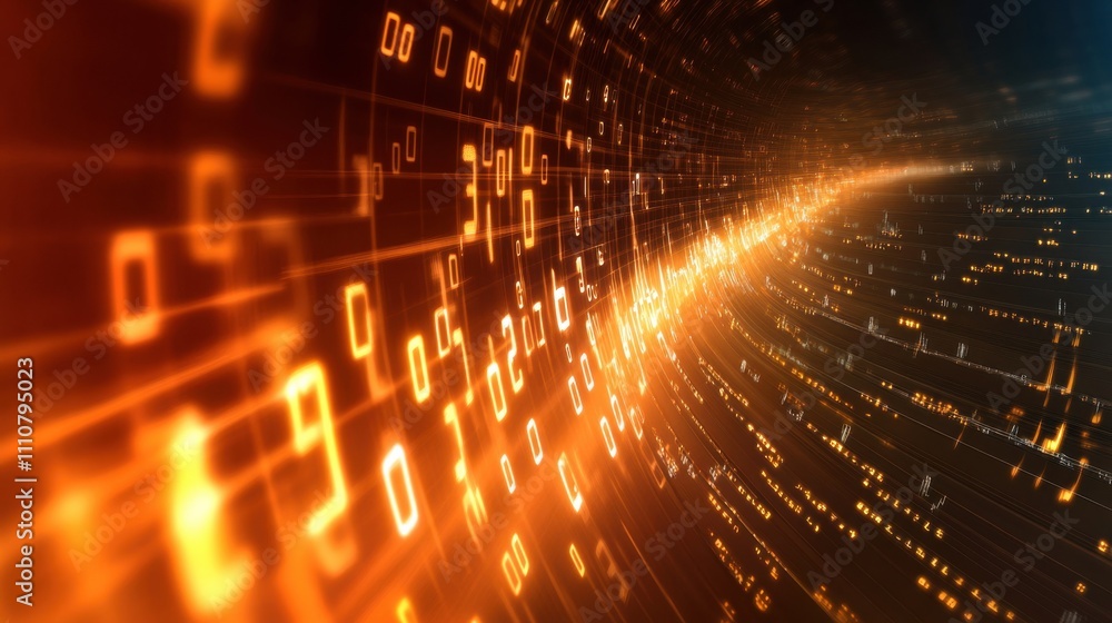 Poster dynamic flow of light and digital data in abstract form
