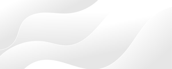 White and light gray abstract wave gradient luxury texture paper wave background. Smooth and clean modern abstract wave curve line banner background design. Vector illustration.