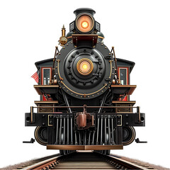 Vintage Steam Locomotive Head-On View - Transparent PNG