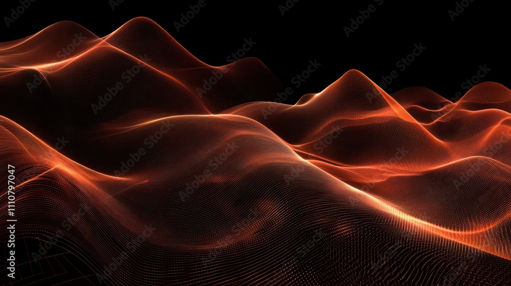 Poster abstract waves in orange and black creating smooth flowing motion