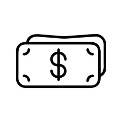 Dollar bills icon in simple black outline style
