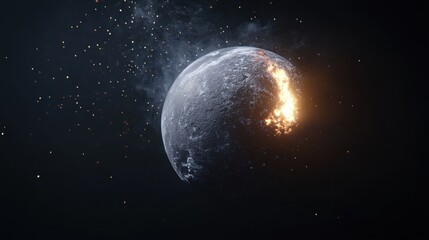 Obraz premium Earth in flames a dark ultrarrealistic depiction of climate crisis