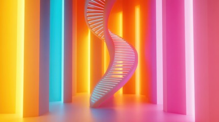 Colorful Spiral Staircase in Modern Abstract Space Design