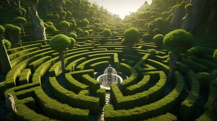Naklejka premium A photo of a well-manicured topiary maze.