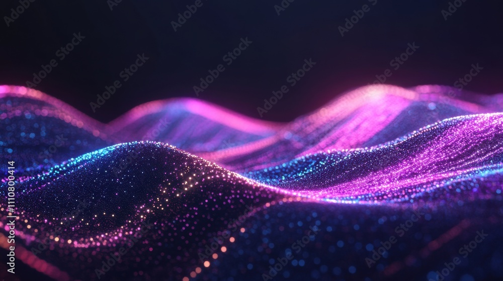 Poster colorful abstract background with glowing waves and sparkling lights