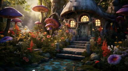 Fototapeta premium A photo of a whimsical fairy tale garden